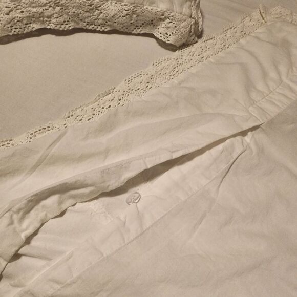 Laura Ashley White Duvet Cover Set 100% Cotton with Crochet Lace Full/Queen - Picture 9 of 15